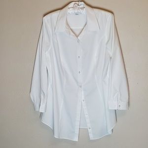 CJ BANKS WHITE LONG SLEEVE BLOUSE 2X